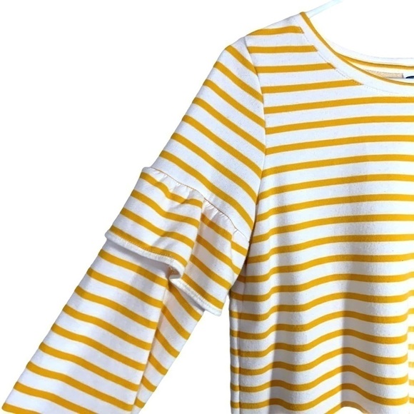 Old Navy Lemon Yellow Ruffled Stripe Pull On Crewneck Sweatshirt Top Small - Picture 6 of 15
